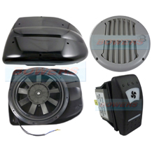 Black 24v Low Profile Motorised Turbo Roof Air Vent & Extractor Fan + Grey Internal Closeable Vent